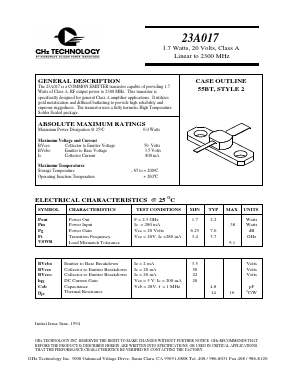 23A017 Datasheet PDF GHz Technology