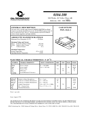 0104-100 Datasheet PDF GHz Technology