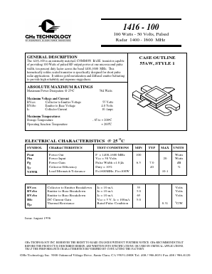 1416-100 Datasheet PDF GHz Technology