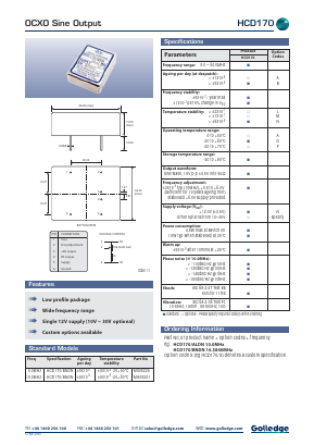 HCD170/BNDN Datasheet PDF Golledge Electronics Ltd