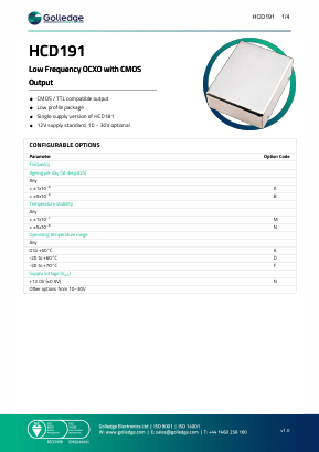 HCD191 Datasheet PDF Golledge Electronics Ltd