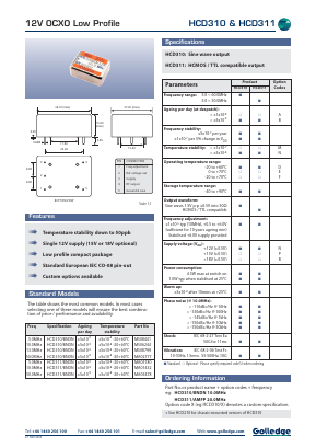 HCD310/BNDN Datasheet PDF Golledge Electronics Ltd