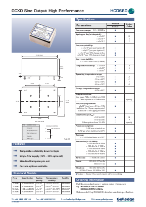 HCD660/FTFN Datasheet PDF Golledge Electronics Ltd