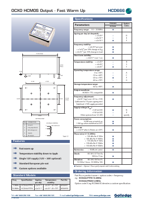 HCD666/FRGN Datasheet PDF Golledge Electronics Ltd