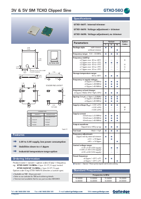 GTXO-560GP Datasheet PDF Golledge Electronics Ltd