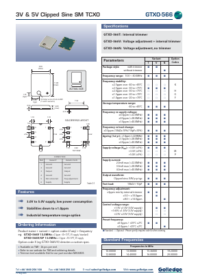 GTXO-566GP Datasheet PDF Golledge Electronics Ltd