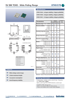 GTXO-576B Datasheet PDF Golledge Electronics Ltd