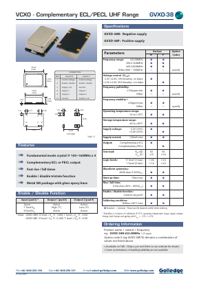 GVXO-38 Datasheet PDF Golledge Electronics Ltd