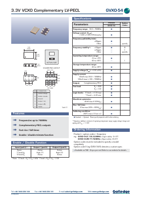 GVXO-54BI Datasheet PDF Golledge Electronics Ltd