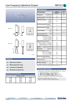 MX1V-T Datasheet PDF Golledge Electronics Ltd