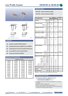 HC49-4H Datasheet PDF Golledge Electronics Ltd