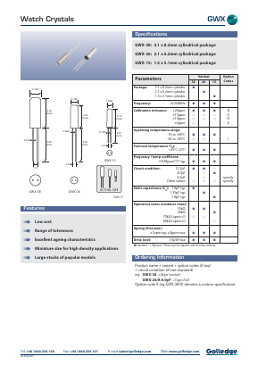 GWX-15 Datasheet PDF Golledge Electronics Ltd