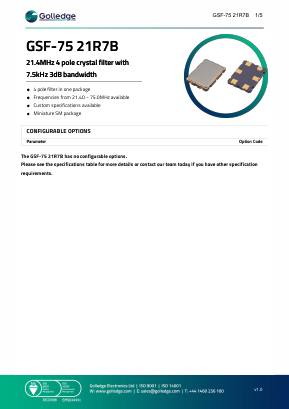 GSF-7521R7B Datasheet PDF Golledge Electronics Ltd