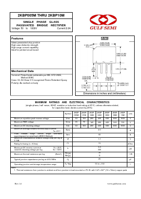 2KBP08M Datasheet PDF Gulf Semiconductor