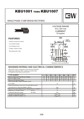 KBU1001 Datasheet PDF Goodwork Semiconductor Co., Ltd.