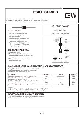 P6KE110CA Datasheet PDF Goodwork Semiconductor Co., Ltd.