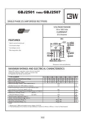 GBJ2501 Datasheet PDF Goodwork Semiconductor Co., Ltd.