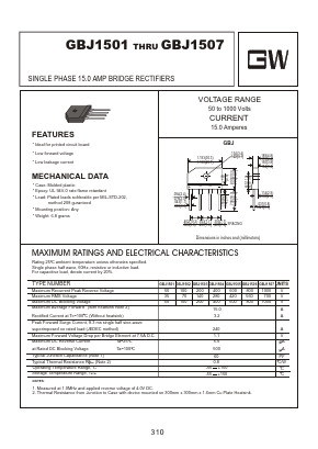 GBJ1501 Datasheet PDF Goodwork Semiconductor Co., Ltd.