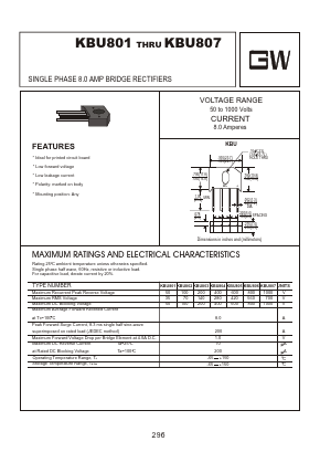 KBU807 Datasheet PDF Goodwork Semiconductor Co., Ltd.
