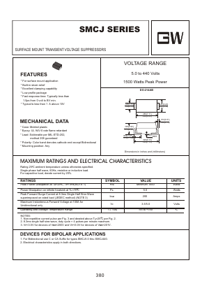 SMCJ110A Datasheet PDF Goodwork Semiconductor Co., Ltd.
