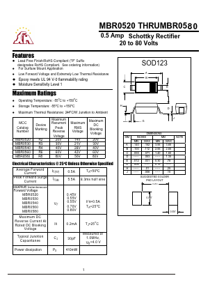 MBR0580 Datasheet PDF Gaomi Xinghe Electronics Co., Ltd.