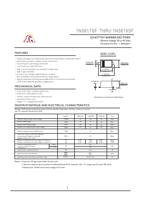 1N5817SF Datasheet PDF Gaomi Xinghe Electronics Co., Ltd.