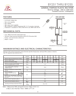 BY251 Datasheet PDF Gaomi Xinghe Electronics Co., Ltd.