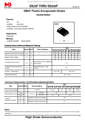 SS22F Datasheet PDF Jiangsu High diode Semiconductor Co., Ltd