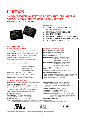 HAM10S-090112 Datasheet PDF HITRON ELECTRONICS CORPORTION