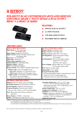 HDM17-D Datasheet PDF HITRON ELECTRONICS CORPORTION