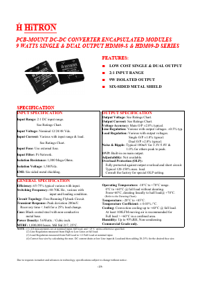 HDM09-D Datasheet PDF HITRON ELECTRONICS CORPORTION