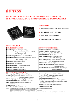 HDM10-12B-D15 Datasheet PDF HITRON ELECTRONICS CORPORTION