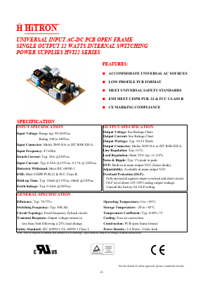 HVI12-18006 Datasheet PDF HITRON ELECTRONICS CORPORTION