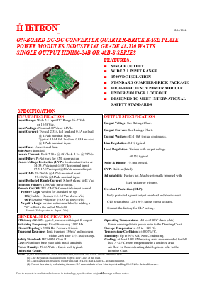 HDH80-24B-S033220 Datasheet PDF HITRON ELECTRONICS CORPORTION