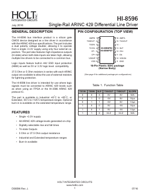 HI-8596 Datasheet PDF Holt Integrated Circuits