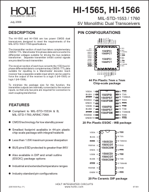 HI-1565PSM Datasheet PDF Holt Integrated Circuits