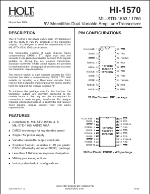HI-1570PST Datasheet PDF Holt Integrated Circuits
