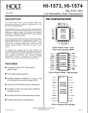 HI-1573CDM Datasheet PDF Holt Integrated Circuits