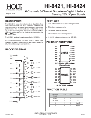 HI8421 Datasheet PDF Holt Integrated Circuits