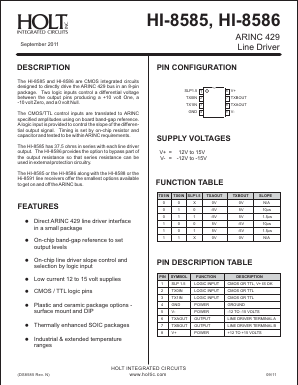 HI-8585 Datasheet PDF Holt Integrated Circuits