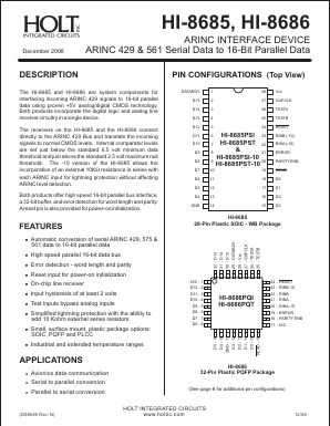 HI-8685PSIF Datasheet PDF Holt Integrated Circuits