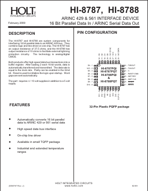 HI-8787 Datasheet PDF Holt Integrated Circuits