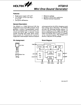HT2815A Datasheet PDF Holt Integrated Circuits