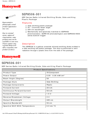 SEP8506-001 Datasheet PDF Honeywell Accelerometers