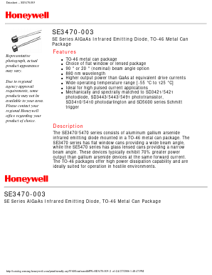 SE3470-003 Datasheet PDF Honeywell Accelerometers