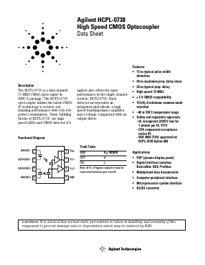HCPL-0738-500 Datasheet PDF HP => Agilent Technologies