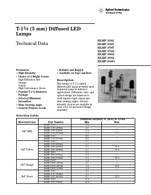HLMP-D501-F00R4 Datasheet PDF HP => Agilent Technologies