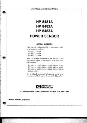 HP8483A Datasheet PDF HP => Agilent Technologies