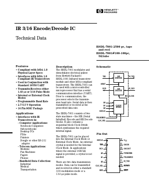 HSDL-7001-2500 Datasheet PDF HP => Agilent Technologies