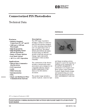 PDT0412 Datasheet PDF HP => Agilent Technologies